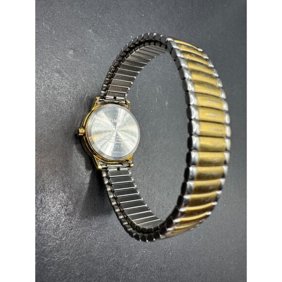 Timex Indiglo WR 30M Two Tone Quartz Ladies Watch White Dial Expansion Band - Picture 8 of 9